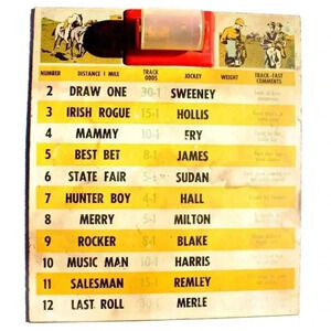 Vintage Horse Race Horse Derby Board Game Board